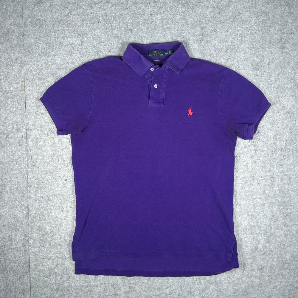 Polo Ralph Lauren Polo Shirt Mens Medium Purple Custom Fit Short Sleeve Pony